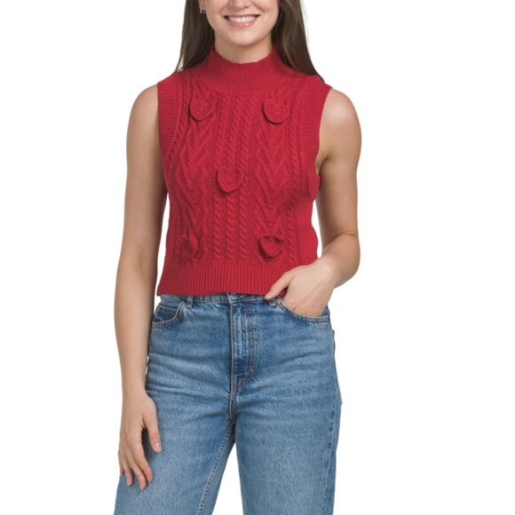 LE LIS Red Rosette Sweater Vest - Picture 1 of 2
